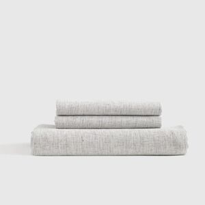 NWT! Quince 100% Linen Mini Pin Striped Fitted Sheet & Pillowcases! King (735)